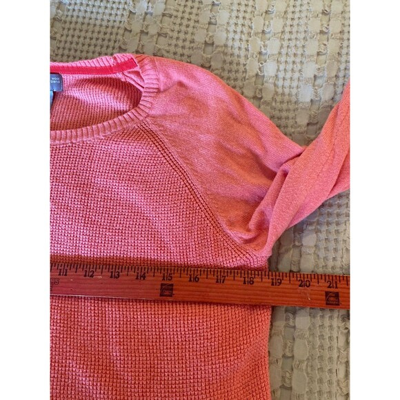 JCP Sweater size Large Orange Distressed Henley Front Knit Sleeves Wool Blend - Picture 7 of 8